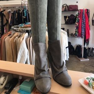 Henry Beguelin tall suede and leather boots